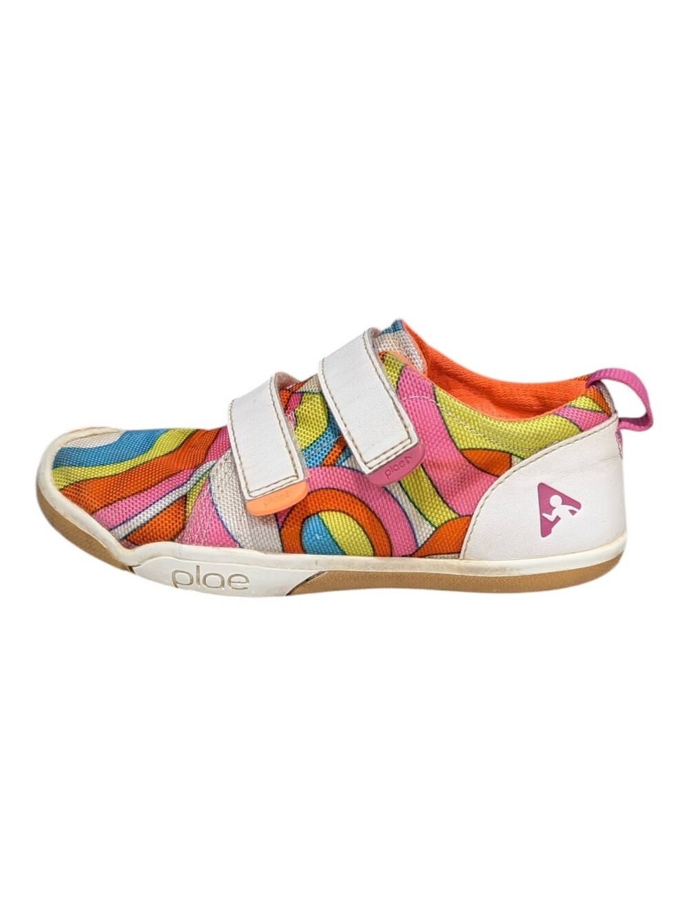 Plae Kids Roan Sneaker Colorful Adjustable Strap Pink Orange Yellow Girls 13.5